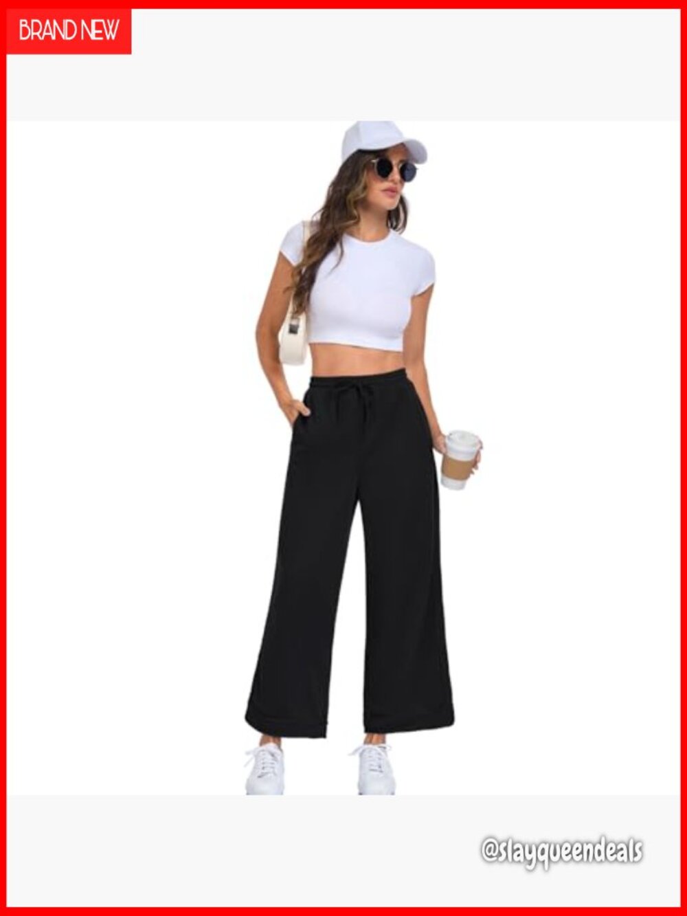 Baggy Wide Leg Sweatpants High Waisted Palazzo Pants Loose Drawstring Lounge - Picture 6 of 7